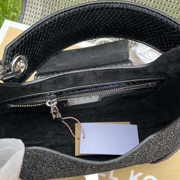 Michael Kors Collection Bancroft Medium Glitter and Snakeskin Shoulder Bag - Picture 11 of 15